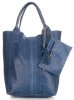 Bőr táska shopper bag Genuine Leather kék 777